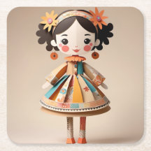 Paper Speelgoed Girl Doll Onderzetter Set