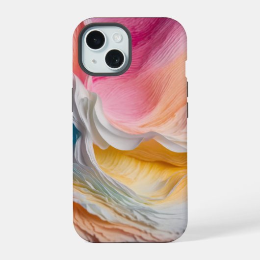 Paper Splash Vivid Gradient op wit iPhone 15 Case (Achterkant)
