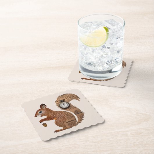 Paper Squirrel Coaster Kartonnen Onderzetters (Insitu)