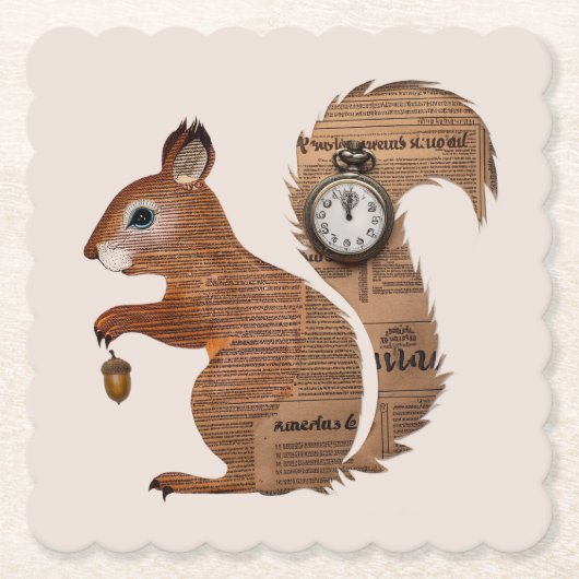 Paper Squirrel Coaster Kartonnen Onderzetters (Voorkant)
