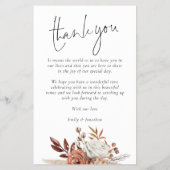 PAPER | Terracotta Bloemen Bruiloft Dank Je Menu (Achterkant)