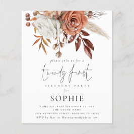 PAPER Terracotta Florals Script 21st Party nodigt  Flyer