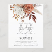 PAPER| Terracotta Florals Script 30th Party nodigt Flyer (Voorkant)