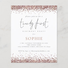 PAPER Trendy Roos Gold Glitter 21st Party Invite Flyer