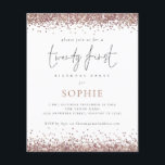 PAPER Trendy Roos Gold Glitter 21st Party Invite Flyer<br><div class="desc">Een voordelig PAPIER (geen kaart) alternatief ZONDER ENVELOPES bij KLEINERE grootte van 4, 5 x 5, 6 inch en tegen een budgetprijs. (Standaard A6-enveloppen zijn het dichtstbijzijnde formaat om te passen) Papierrendy Roos Gold Glitter 21st Party-uitnodiging. Aan beide zijden bevindt zich een grens van goudvuil in roos. Twintig eerst is...</div>