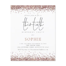 PAPER Trendy Roos Gold Glitter 30th Party Invite