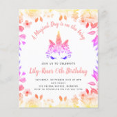 PAPER Unicorn Face Floral Birthday Invitation Flyer (Voorkant)