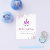 PAPER Unicorn Face Glitter Birthday Invitation Flyer (Enkel)