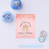 PAPER Unicorn Face Glitter Birthday Invitation Flyer (Enkel)