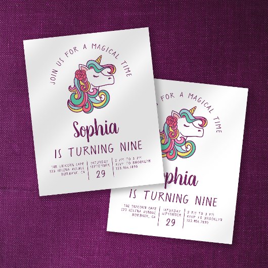 PAPER Unicorn Kind Birthday Party Invitation Flyer