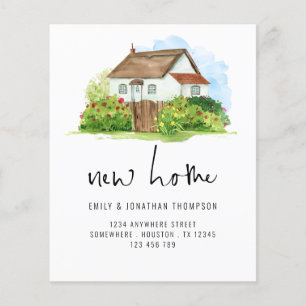 PAPER Watercolor House Floral Nieuw Adres Flyer