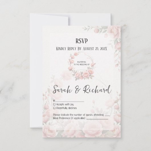 Paper Whisper Garden Wedding Romantic Floral RSVP Kaartje (Voorkant)