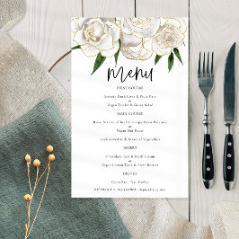 PAPER White Gold Florals Script Weduwnaar Menu