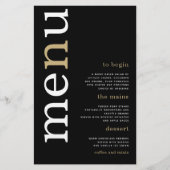 PAPER White Gold Typography Black Weduwmenu Flyer (Voorkant)