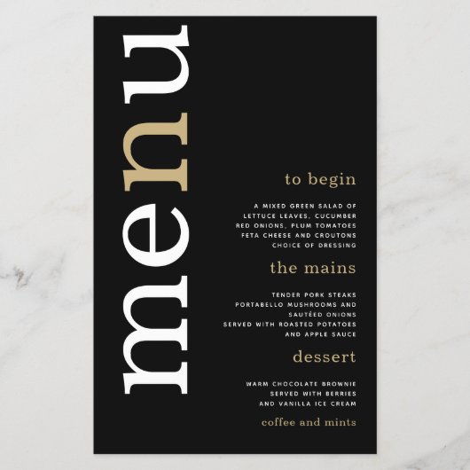 PAPER White Gold Typography Black Weduwmenu Flyer (Voorkant)