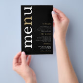 PAPER White Gold Typography Black Weduwmenu Flyer (Hand)