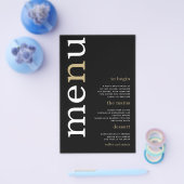 PAPER White Gold Typography Black Weduwmenu Flyer (Enkel)