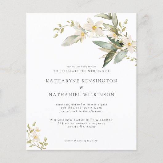 PAPER Wildflower Greenery Wedding Invitation Flyer (Voorkant)