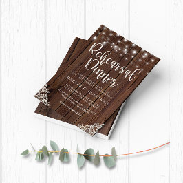 PAPER Wood String Lights Lace Wedding Rehearings Flyer