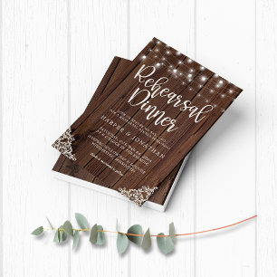 PAPER Wood String Lights Lace Wedding Rehearings Flyer