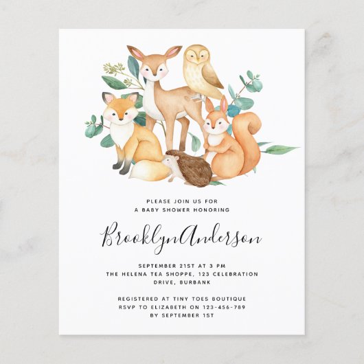 PAPER Woodland Eucalyptus Baby shower Invitation Flyer (Voorkant)