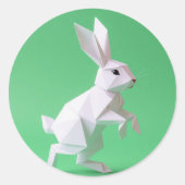 Paper work of rabbit in green world  ronde sticker (Voorkant)