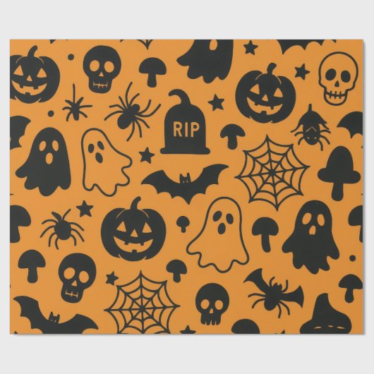 Paper wrapping paper with Halloween-themed pattern Cadeaupapier (Vlak)