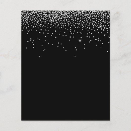 PAPER Zilver Glitter Kerstfeest Uitnodiging Zwart Flyer (Achterkant)