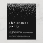 PAPER Zilver Glitter Kerstfeest Uitnodiging Zwart Flyer (Voorkant)