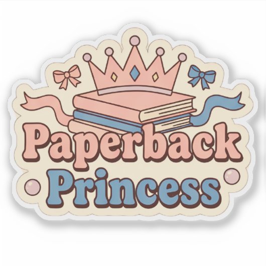 Paperback Prinses - boekenliefhebber lezend Sticker (Voorkant)