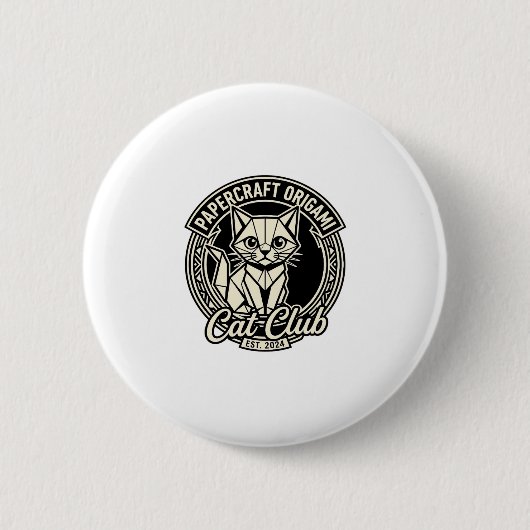 Papercraft Origami Kat Grappige Kat Grafisch - Pap Ronde Button 5,7 Cm (Voorkant)