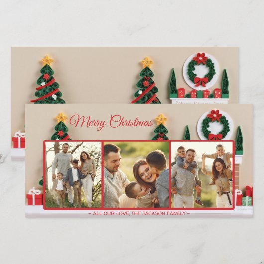 Papercraft Paper Quilling Christmas Kaart Foto (Voorkant / Achterkant)