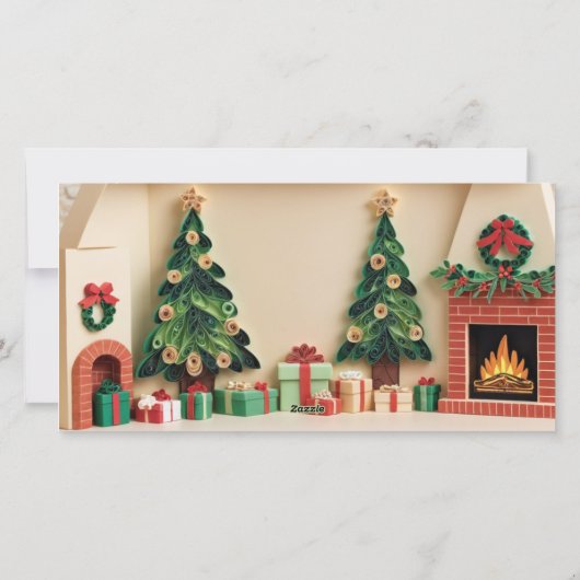 Papercraft Paper Quilling Christmas Kaart Foto (Achterkant)