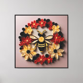 Papercraft Quilling Bee and Floral Design  Canvas Afdruk (Voorkant)