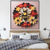 Papercraft Quilling Bee and Floral Design Canvas Afdruk (Insitu (Slaapkamer))