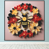 Papercraft Quilling Bee and Floral Design Canvas Afdruk (Insitu (Houten vloer))
