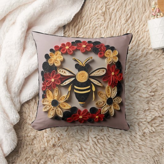Papercraft Quilling Bee and Floral Design Kussen (Deken)