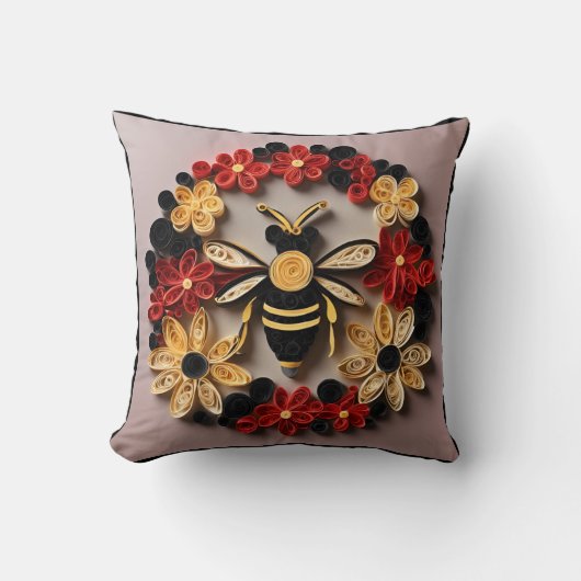 Papercraft Quilling Bee and Floral Design Kussen (Voorkant)