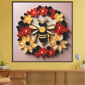 Papercraft Quilling Bij en Bloemontwerp Canvas Afdruk (Insitu (Woonkamer))