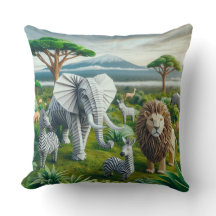 Papercraft safari dieren groen landschap kunst