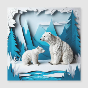 Papercraft scène met ijsberen in blauwe Arctische