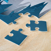 Papercraft scène van ijsberen in blauwe Arctische Legpuzzel (Zijkant)