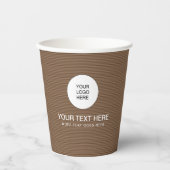 Papercup Business Logo Tekst hier Koffiekleur Papieren Bekers (Voorkant)