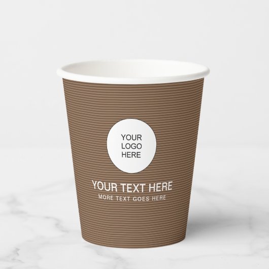 Papercup Business Logo Tekst hier Koffiekleur Papieren Bekers (Voorkant)