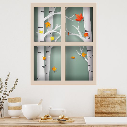 Papercut Aspen Trees in het najaar Poster (Keuken)