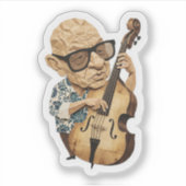 Papercut Contrabas Muzikant Retro Jazz Sticker (Voorkant)