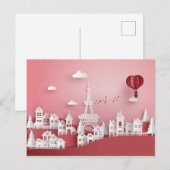 Papercut Couple Hot Air ballon in Parijs Briefkaart (Voorkant / Achterkant)