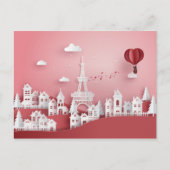 Papercut Couple Hot Air ballon in Parijs Briefkaart (Voorkant)