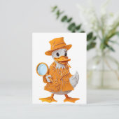 Papercut Detective Duck in Oranje pak Briefkaart (Staand voorkant)