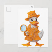 Papercut Detective Duck in Oranje pak Briefkaart (Voorkant / Achterkant)